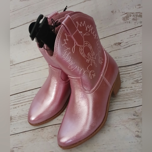Madden NYC Metallic Pink Western-Style Cowboy Cowgirl Boots Girls Size 4 - Picture 1 of 8